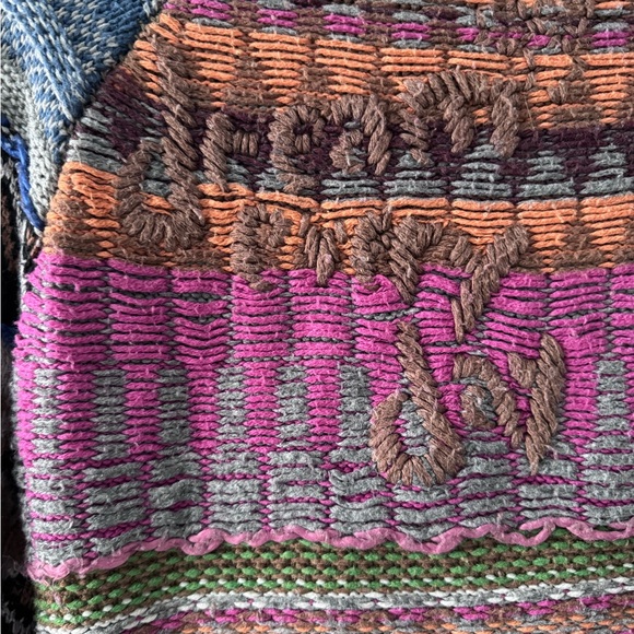 Vintage Desigual Multicolor Patchwork Shawl Collar Cardigan -Pink, Purple, Green - Picture 4 of 5